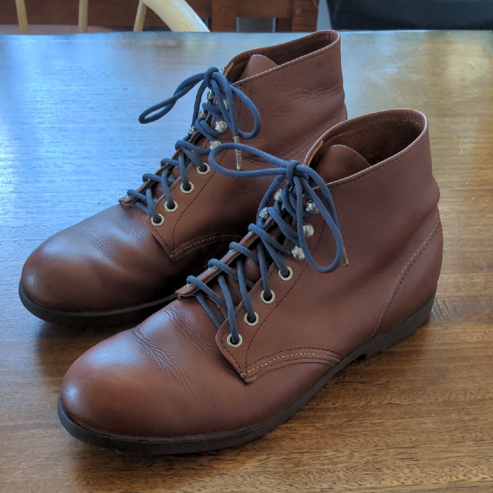 Red Wing Brown Leather Boots with Plain Toe Cap
